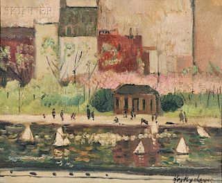 Hayley Lever (American, 1875-1958)      Central Park (Conservatory Water) with Model Boats