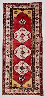 Semi-Antique Turkish Village Rug: 4'4" x 9'9" (132 x 297 cm)