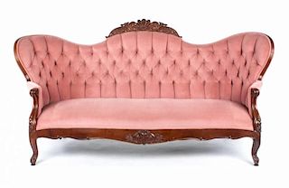 American Rococo Revival walnut sofa