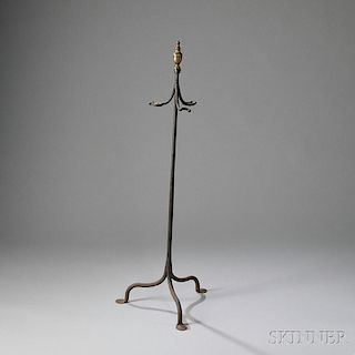 Wrought Iron and Brass Standing Fireplace Tool Holder, (702)