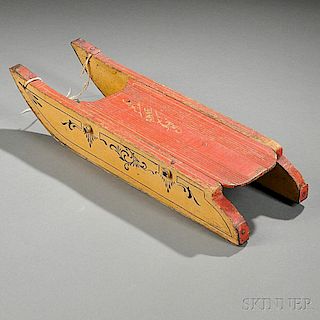 Miniature Paint-decorated Wooden Sled
