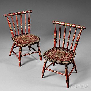 Pair of Paint-decorated Children's Chairs