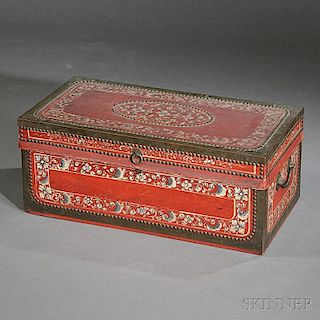 Painted Leather-bound Camphorwood Chest