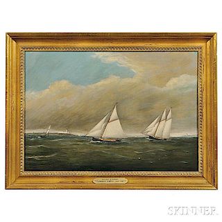 Clement Drew (Massachusetts, 1806-1889)      Yachts off Baker Island Light, Salem Harbor.