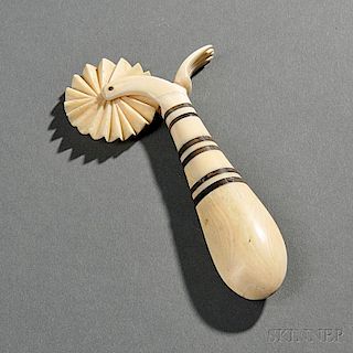 Carved Ivory and Baleen-inlaid Jagging Wheel