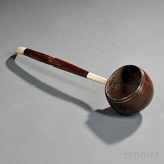 Carved Coconut, Rosewood, and Whalebone Dipper