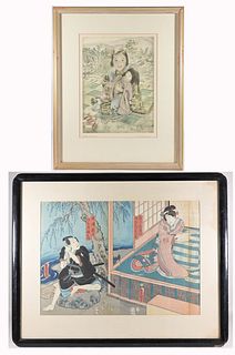 (2) Japanese Prints.  20th Century