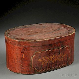 Large Paint-decorated Oval Box with Cover