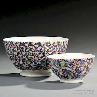 Two Three-color Spatterware Bowls