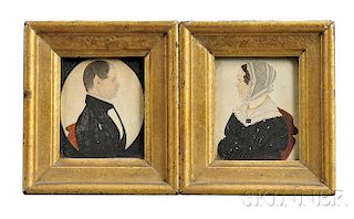 Pair of Watercolor Miniature Portraits