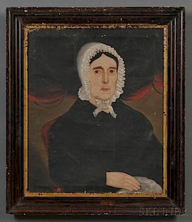 William W. Kennedy (Maryland/Massachusetts, 1817-1871)      Portrait of a Woman Wearing a White Ruffled Bonnet.