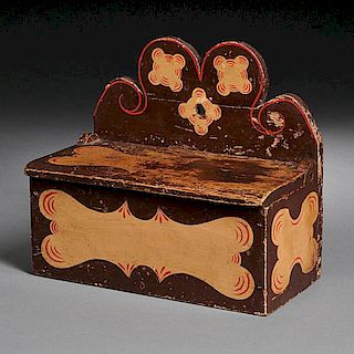 Paint-decorated Pine Lidded Wall Box