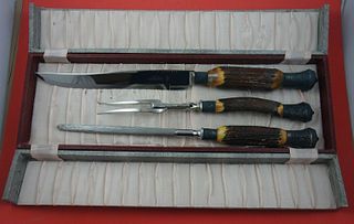 Antler Handle by Various Makers Roast Carving 3-pc Set knife 16"