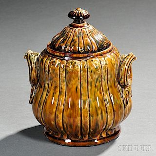 Bennington Pottery-type Flint Enamel Glazed Sugar Bowl and Cover