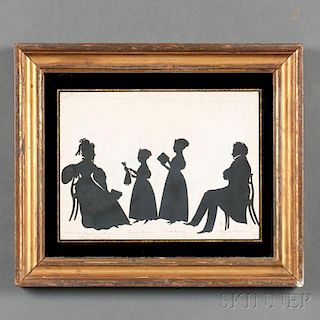August Edouart (French/American, 1789-1861)      Silhouette of the Huguenig Family.