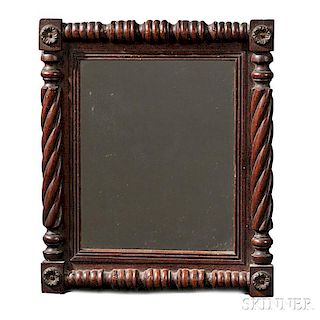 Small Walnut Carved and Turned Split-baluster Mirror