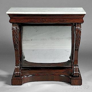 Classical Rosewood Carved Mirrored Pier Table