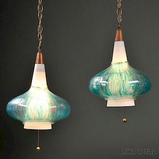 Two Mid-century Modern Hanging Lamps