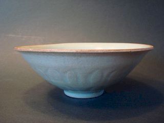 ANTIQUE Chinese Celadon Lotus Bowl, 18th C. 6 1/2" diameter, 2 1/2" high