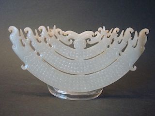 OLD Chinese White Jade Dragons, 19th C. 6 1/4" x 3" wide