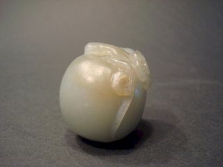 ANTIQUE Chinese Celadon White jade ball shape pendant, 19th C. 1 1/4" dia.