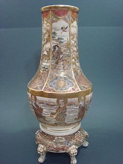 ANTIQUE Japanese Satsuma Vase, Meiji period. 18" high