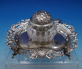 Gorham Sterling Silver Inkwell with Tray Pen Rest Winged Angels #195 