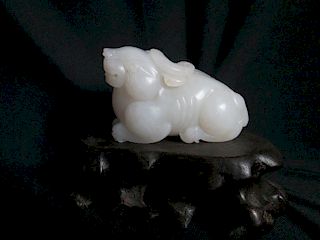 OLD Chinese White Jade Buffalo, 7cmx4cmx4.3cm