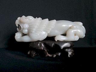 OLD Chinese White Jade Lion, 17.7cm x 6cm x 6cm