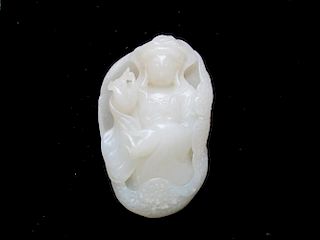 OLD Chinese White Jade Guanyin, 6cmx4.2cmx2.5cm