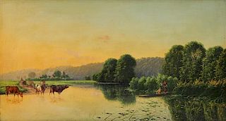 Edwin Henry Boddington, (British, 1836-1905), Summer River Scene