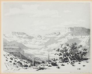 George Elbert Burr, (American, 1859-1939), Cloud Shadows- Apache Trail- Ariz.