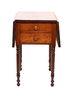 An American Cherry Drop-Leaf Work Table Height 28 x width 16 1/2 x depth 21 3/4 inches