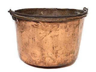 A Copper Cauldron Height 15 1/2 x diameter 22 inches