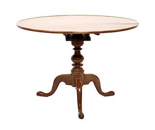 An American Mahogany Tilt-Top Tea Table Height 27 1/2 x diameter 39 1/2 inches