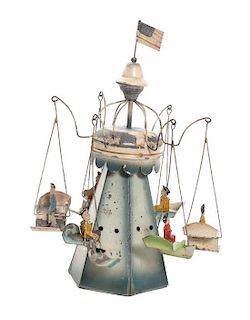 A Painted Metal Toy Carousel Ride Height 12 1/2 inches