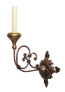 Four American Metal Single Light Sconces, Niermann Weeks Height 24 x depth 12 inches