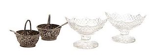 A Pair of American Silver Salts and Spoons, S. Kirk and Sons, Baltimore, Maryland, having repousse floral decoration; together w