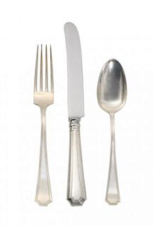 An American Silver Flatware Service, Gorham Mfg. Co., Providence, RI, comprising: 12 dinner knives 13 dinner forks 12 salad fork