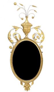 An Adam Style Giltwood Mirror, Height 45 x width 16 inches