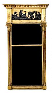 An English Neoclassical Giltwood Mirror Height 39 x width 20 3/4 inches