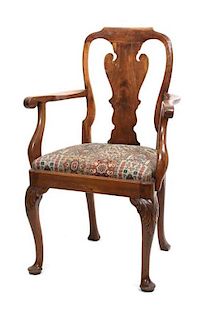A George III Style Mahogany Arm Chair Height 39 x width 25 x depth 17 inches
