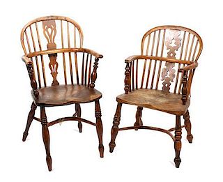 Two Oak Windsor Chairs Height 35 1/4 inches