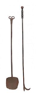 Two Iron Fireplace Tools Length 41 inches