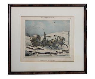 Three Decorative French Handcolored Lithographs 8 1/2 x 6 1/2 inches (first plate)