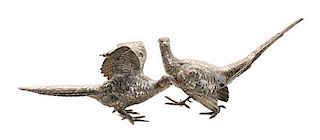 Two Silvered Pheasants Length 13 3/4 inches