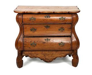 A Northern European Pine Bombe Commode Height 33 3/4 x width 36 x depth 18 1/4 inches
