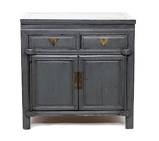 A Chinese Blue Painted Chest Height 29 1/2 x width 30 x depth 19 inches
