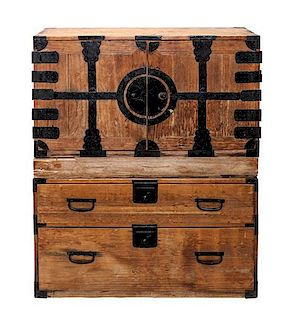 A Korean Style Pine Chest Height 43 1/4 x width 37 x depth 16 1/2 inches
