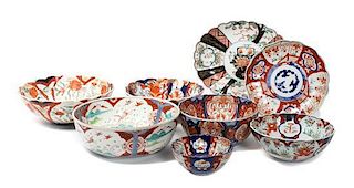 A Collection of Japanese and Korean Imari Porcelain Diameter 9 3/4 inches (largest)
